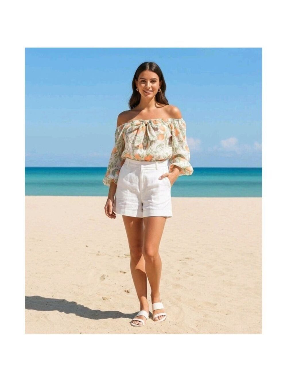 Sadie & Sage Lemon Garden Ribbon Crop Top Blouse Size XS Smocked Back